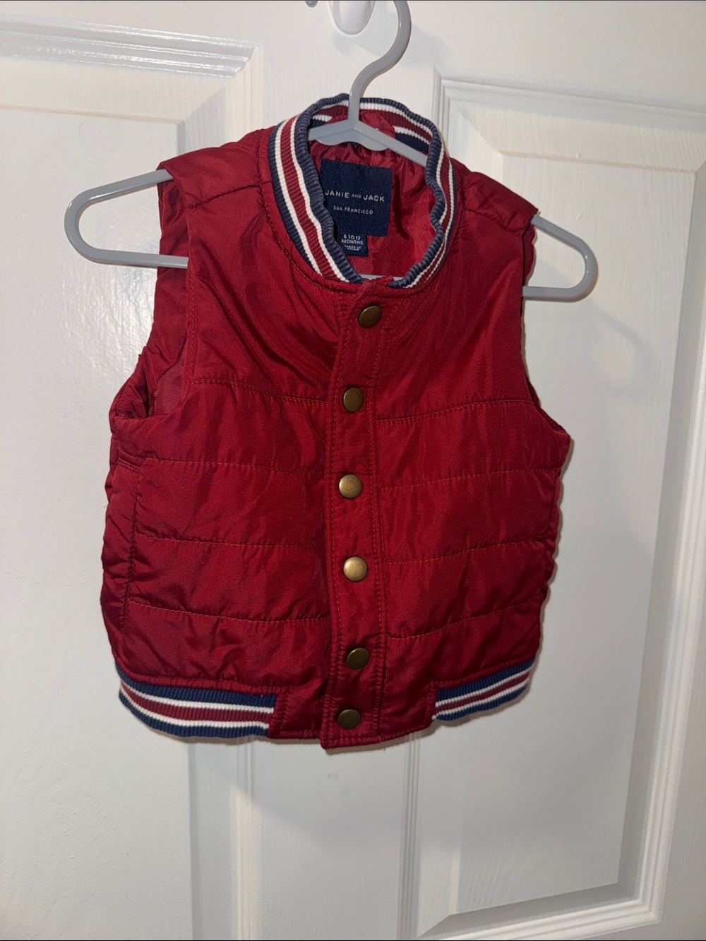 Janie and Jack Burgundy and Navy Puffer Vest Size 6/12M